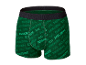 Boxers Parkside vert foncé avec motif textuel.