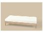 Banc en bois avec coussin blanc sur fond beige