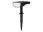 Projecteur solaire LED noir avec piquet de terre.