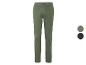 Pantalons chino vert olive et noir.