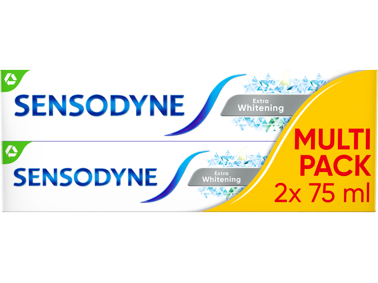 Multipack de deux tubes de dentifrice pour un blanchiment extra, 2x 75 ml.