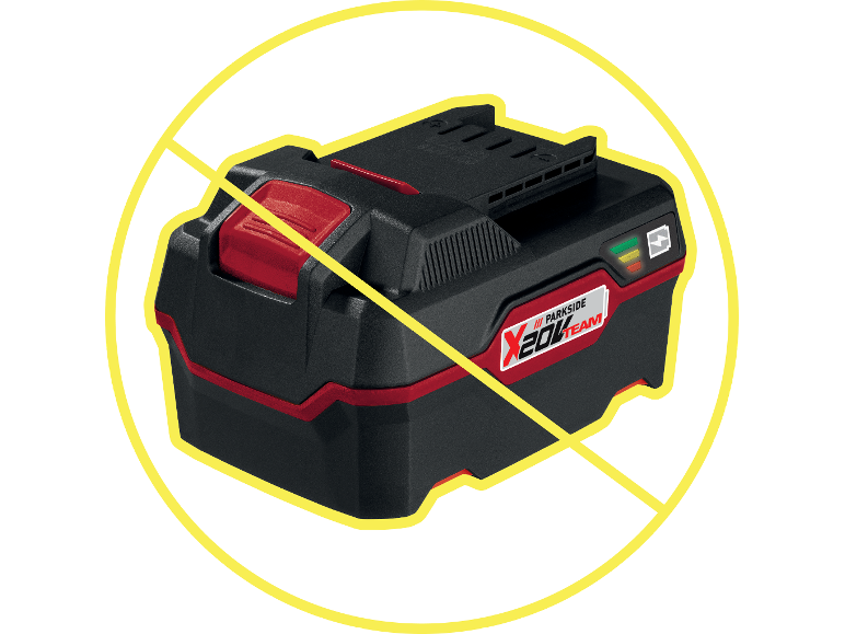 Batterie Parkside X20V Team interdite.