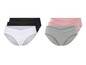 Un ensemble de six culottes en noir, blanc, gris et rose.