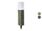Lampe solaire de jardin en rotin avec piquet, disponible en gris et marron.