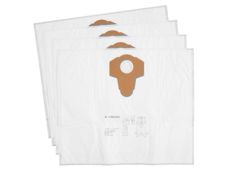 Quatre sacs d'aspirateur blancs avec une fixation en carton marron