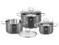 Trois casseroles ELO avec couvercles en verre.