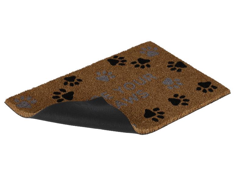 Paillasson avec des empreintes de pattes et le texte «Wipe Your Paws».