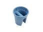 Seau en plastique bleu avec compartiment intérieur, vu de dessus