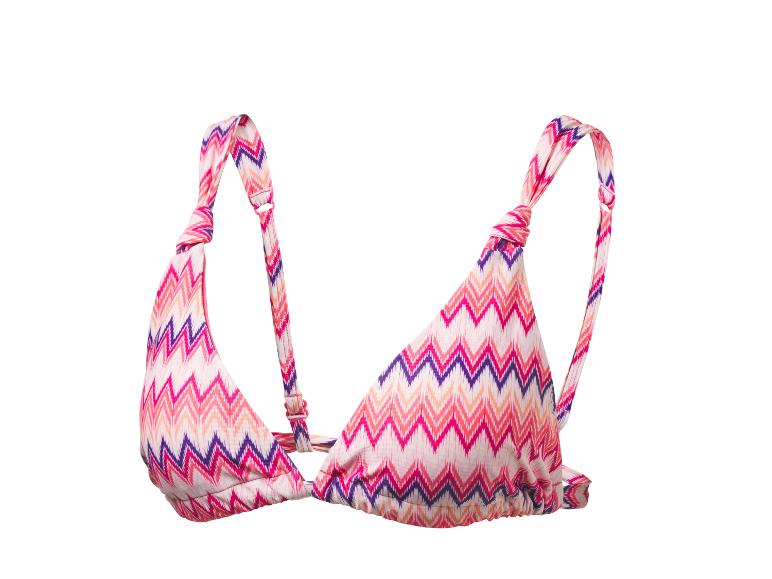 Haut de bikini avec motif zigzag coloré, idéal pour la plage.