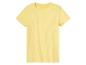 Un t-shirt jaune côtelé à manches bouffantes.
