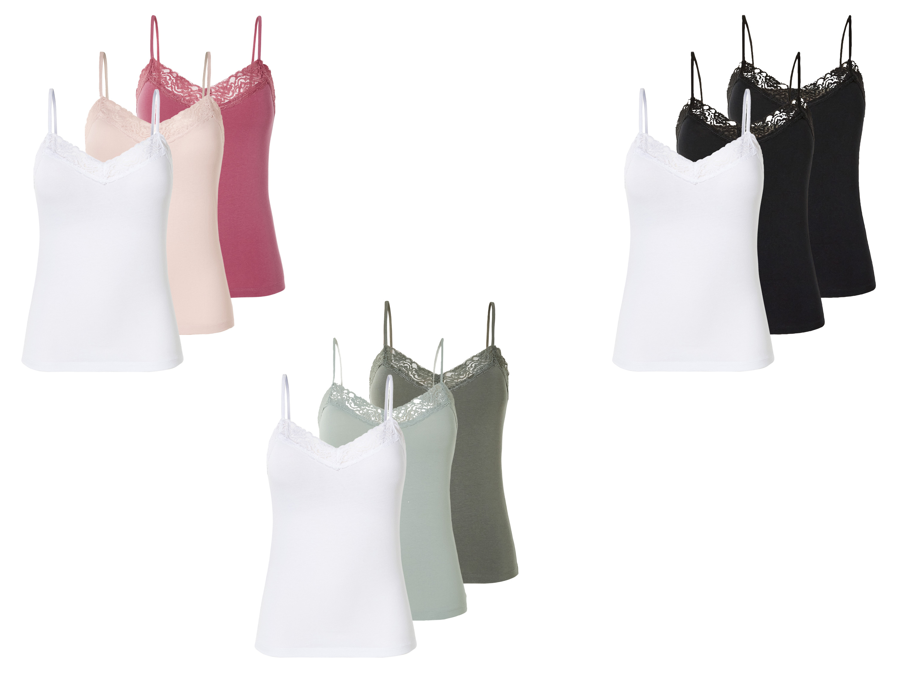 esmara®  Lot de 3 débardeurs à fines bretelles femme