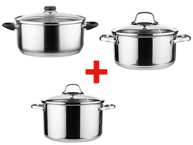 LIVARNO home Cocotte Ø 20 cm+ Faitout Ø 24 cm + Faitout Ø 28 cm