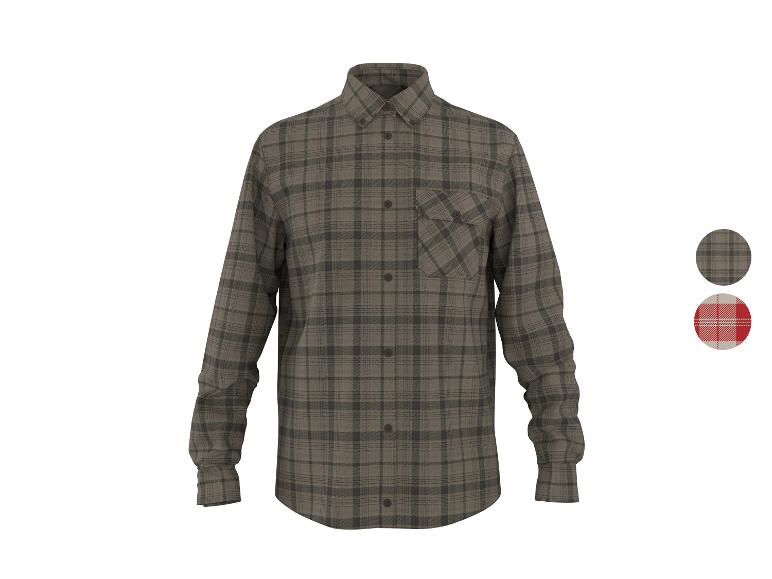 Chemise en flanelle à manches longues pour homme avec motif à carreaux, disponible en deux couleurs.