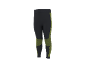Legging de sport noir avec des rayures et motifs jaune-vert.