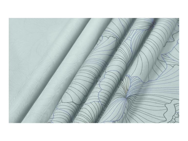 Tissu en coton à motif floral dans les tons bleus et gris