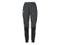 Pantalon de sport noir et gris avec motif, taille élastique et chevilles resserrées.