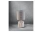 Lampe de table beige avec abat-jour en tissu lin : style minimaliste.