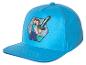 Casquette bleue Minecraft : motif pixelisé du personnage principal.