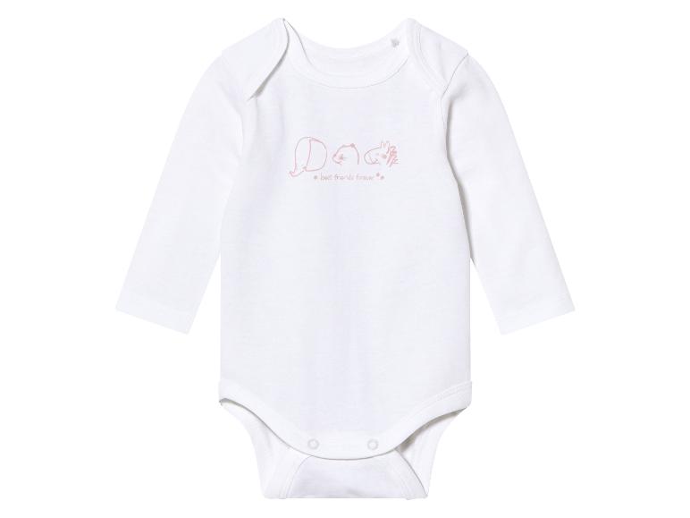 Un body blanc à manches longues pour bébé avec un motif d'animaux et le texte 'best friends forever'.