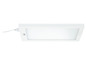Un luminaire LED blanc avec un cordon pour sous l'étagère.