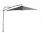 Parasol déporté gris avec des dimensions de 300cm (largeur) x 247cm (hauteur).