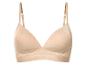 Soutien-gorge beige, confortable et sans armatures.