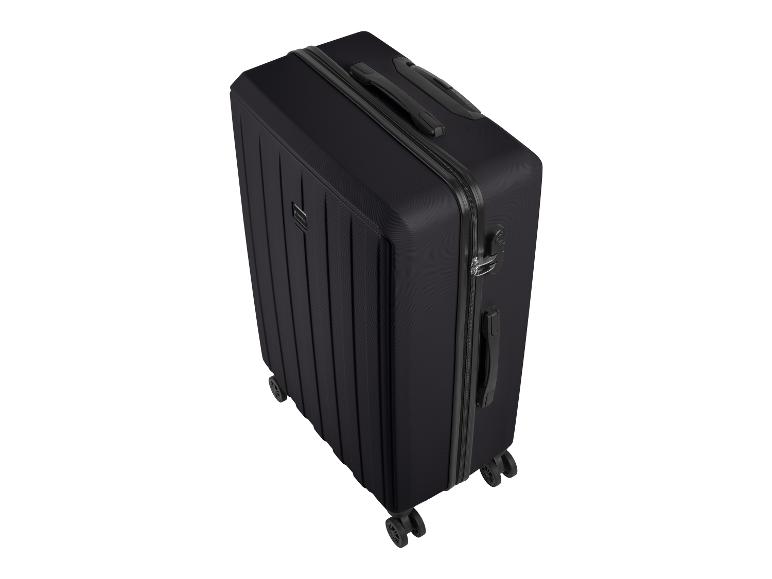 Une valise noire à roulettes de la marque Roncato.