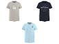 T-shirts d'été avec imprimés de plage : un beige 'Summer State', un bleu marine 'Beach Club' et un bleu clair avec palmiers.
