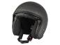 Casque de moto jet noir avec finition texturée et jugulaire