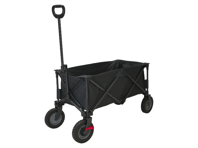 Chariot utilitaire pliable noir avec longue poignée et quatre roues