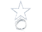 Guirlande lumineuse LED en forme d'étoile avec cadre transparent et câble enroulé.