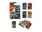 Jeu de cartes UNO sur le thème de Jurassic World, avec des dinosaures sur les cartes.