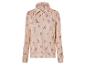 Veste beige pour femme avec fermeture éclair et motif floral abstrait.