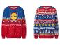 Deux pulls de Noël avec le logo Lidl et des motifs festifs.