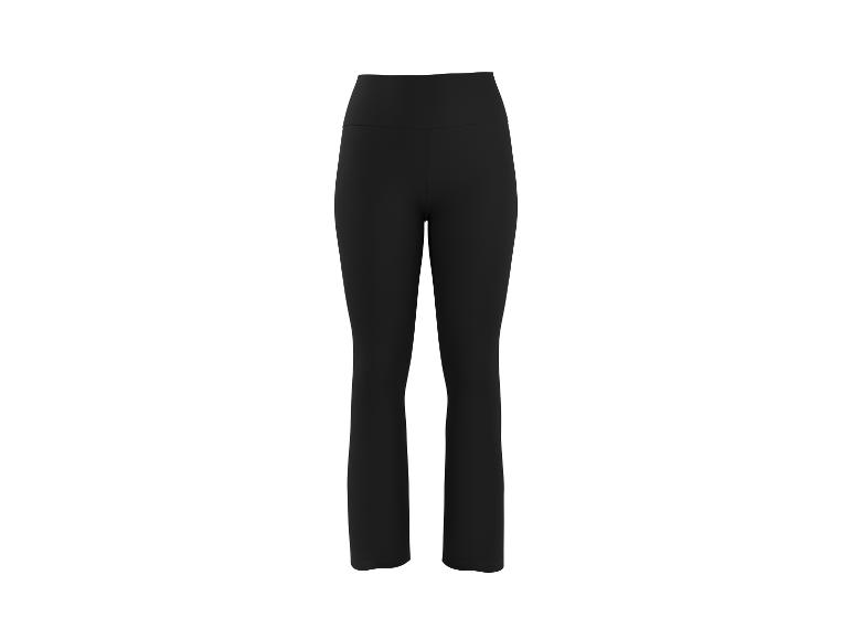 Pantalon de yoga noir taille haute avec une jambe légèrement évasée.