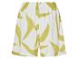 Shorts à motif abstrait, couleur jaune-vert sur fond blanc.