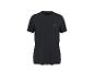 T-shirt de sport noir à manches courtes avec un petit logo sur la poitrine.