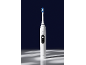 Brosse à dents électrique blanche avec écran affichant 'Clean' et une icône de dent.