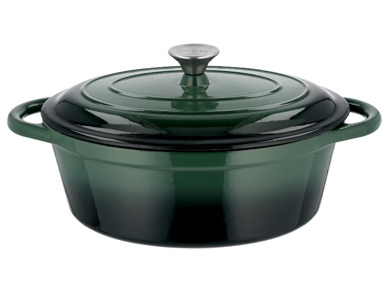 Cocotte en fonte verte SilverCrest avec couvercle.