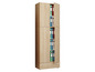Une armoire en bois avec des classeurs de couleurs.