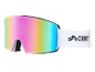 Masque de ski avec lentille irisée et sangle blanche avec logo.