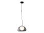 Suspension noire avec abat-jour rond en verre.