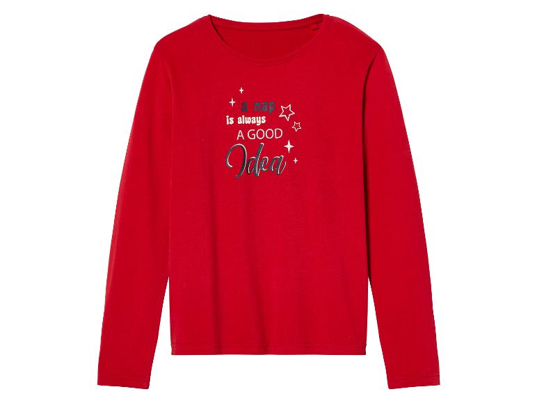 T-shirt rouge à manches longues avec l'inscription 'a nap is always a good idea'.