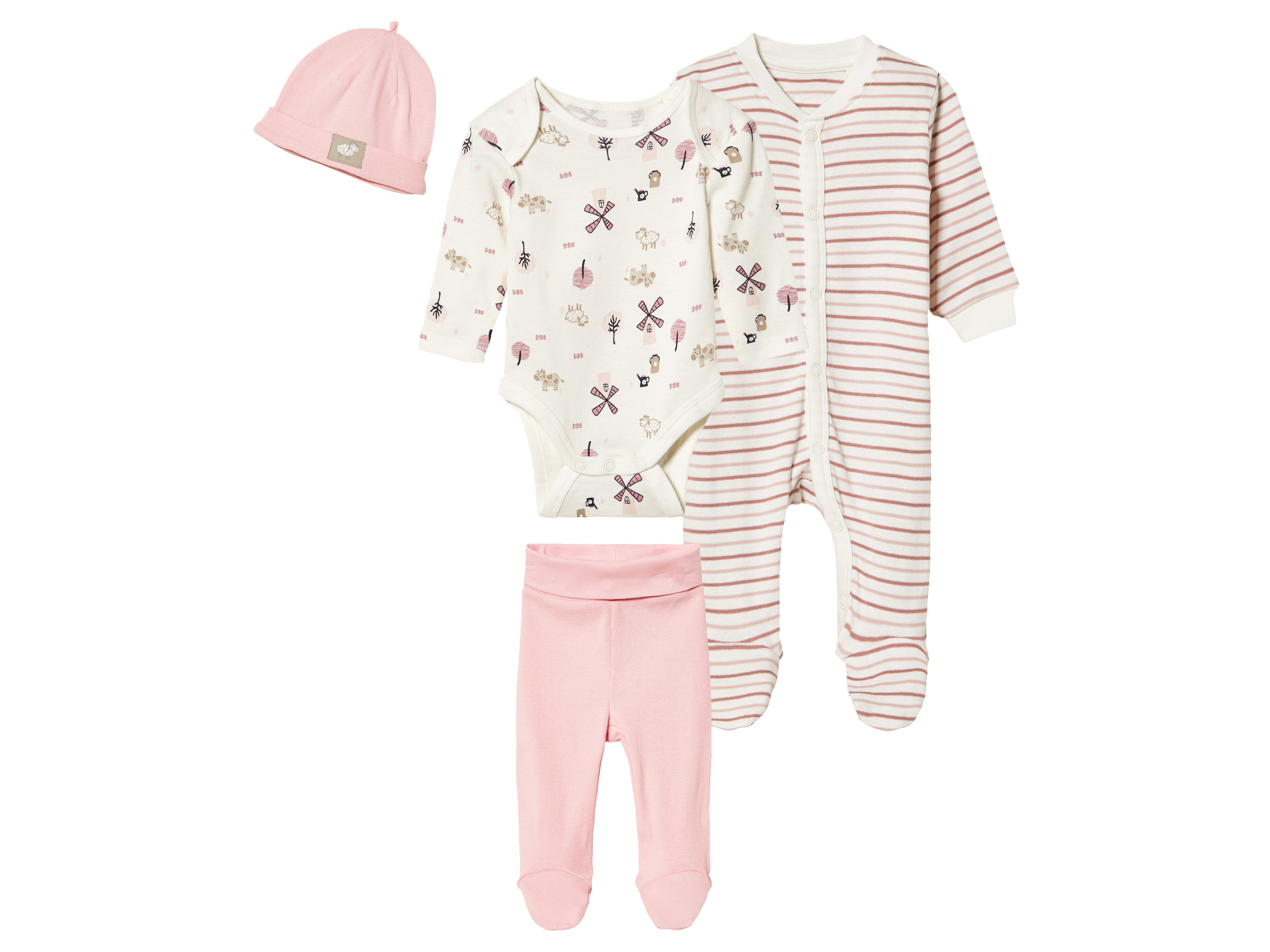 lupilu® Ensemble bébé (62/68, rose/blanc)
