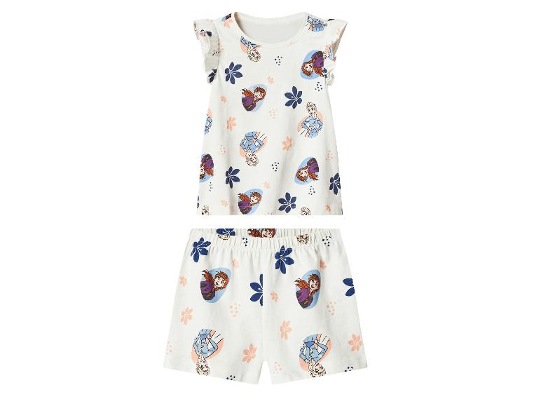 Pyjama deux pièces pour fille avec imprimé Anna et Elsa de La Reine des Neiges et fleurs.