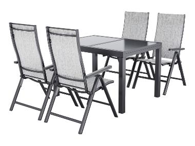 LIVARNO® Table de jardin + Lot de 4 fauteuils en aluminium Houston