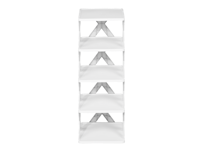 Étagère blanche à cinq niveaux.