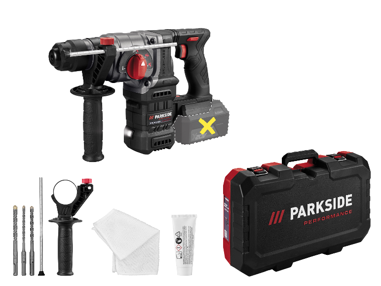 Marteau perforateur sans fil PARKSIDE PERFORMANCE® 20 V avec accessoires et mallette