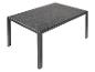 Table de jardin moderne avec plateau en verre gris foncé et structure anthracite.