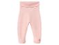Pantalon de bébé rose avec pieds intégrés et taille élastique large.